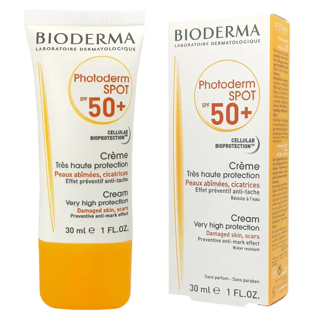 کرم ضد آفتاب فتودرم بیودرما اسپات بی رنگ spf 50 اصل